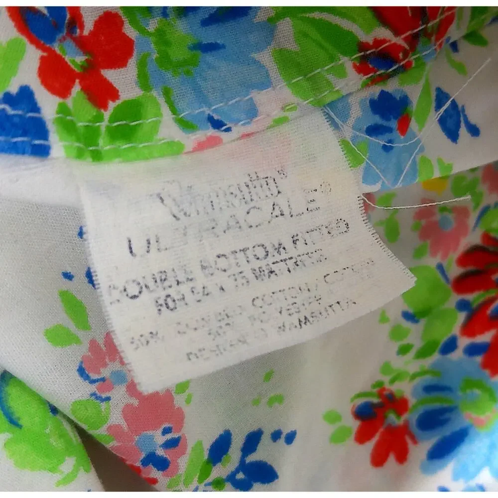 Vintage Wamsutta Ultracale Pacific Floral Multicolor Full Size Sheet Set